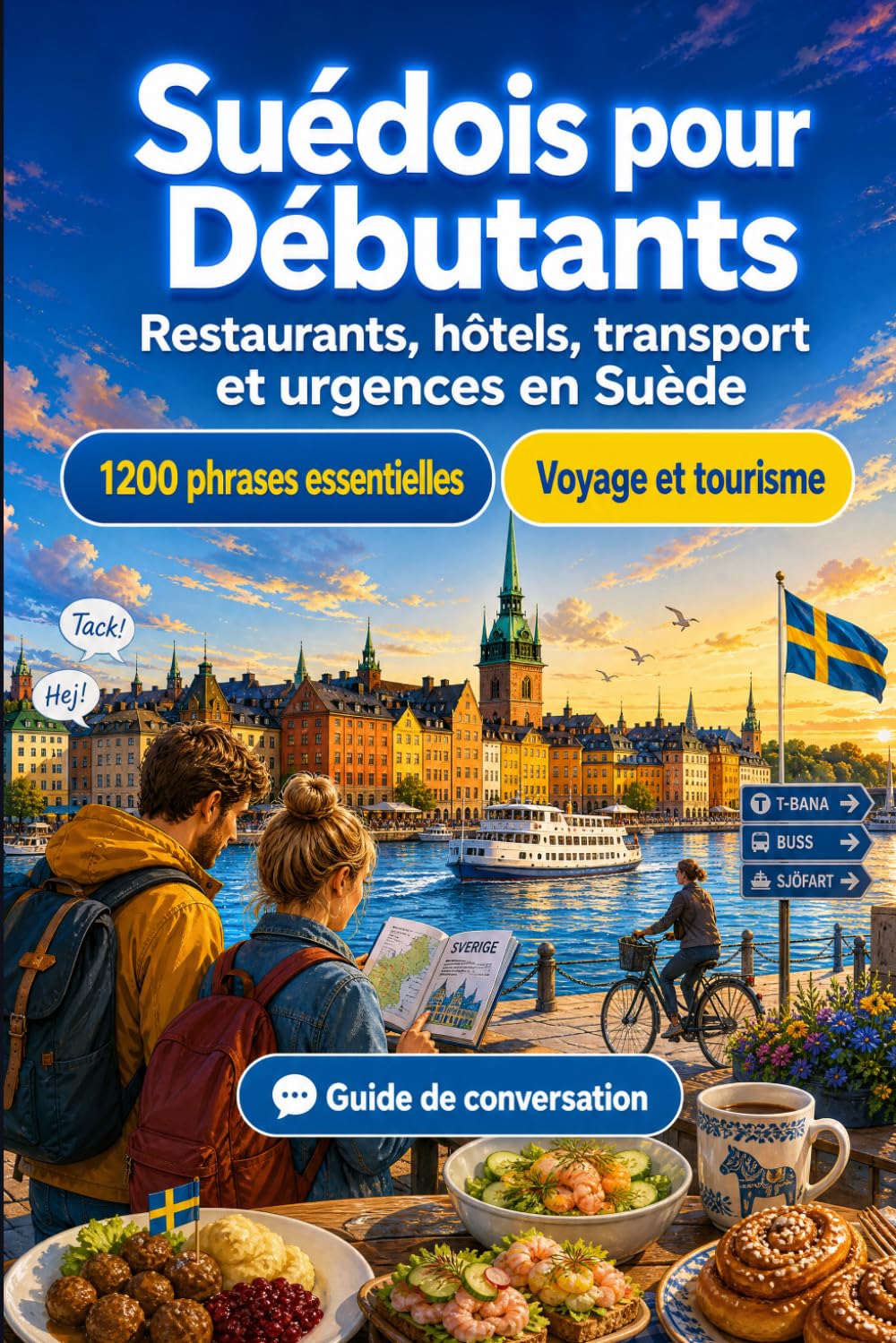 Suédois Pour Débutants: 1200 phrases essentielles en Suédois pour voyager en Suède: Guide de prononciation facile, conversations du quotidien, restaurants, hôtels, transports, shopping, urgences