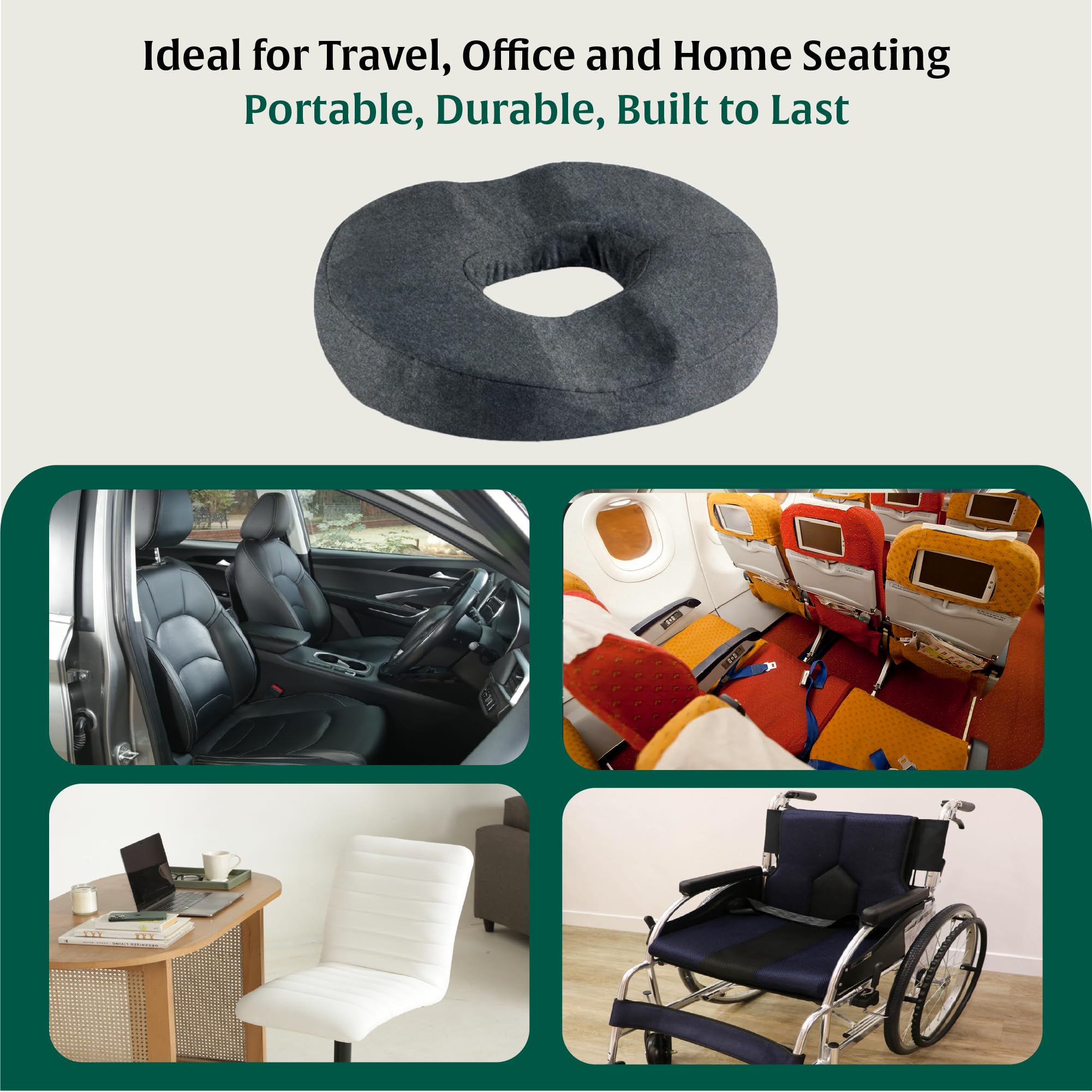 The White Willow Donut Pillow for Tailbone Pain-Coccyx Seat Cushion for Chair-Hemorrhoid & Piles Pillow-Car Seat Donut Cushion-Soft Memory Foam Orthopedic Coccyx Ring Pillow-Below 60KG-Grey - Image 5 thumbnail