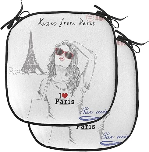 Miniatura 71 de Lunarable Cojín retro para silla, mujer con cabello, letrero de victoria con burbujas de discurso, inspirado en arte pop, acolchado de asiento para