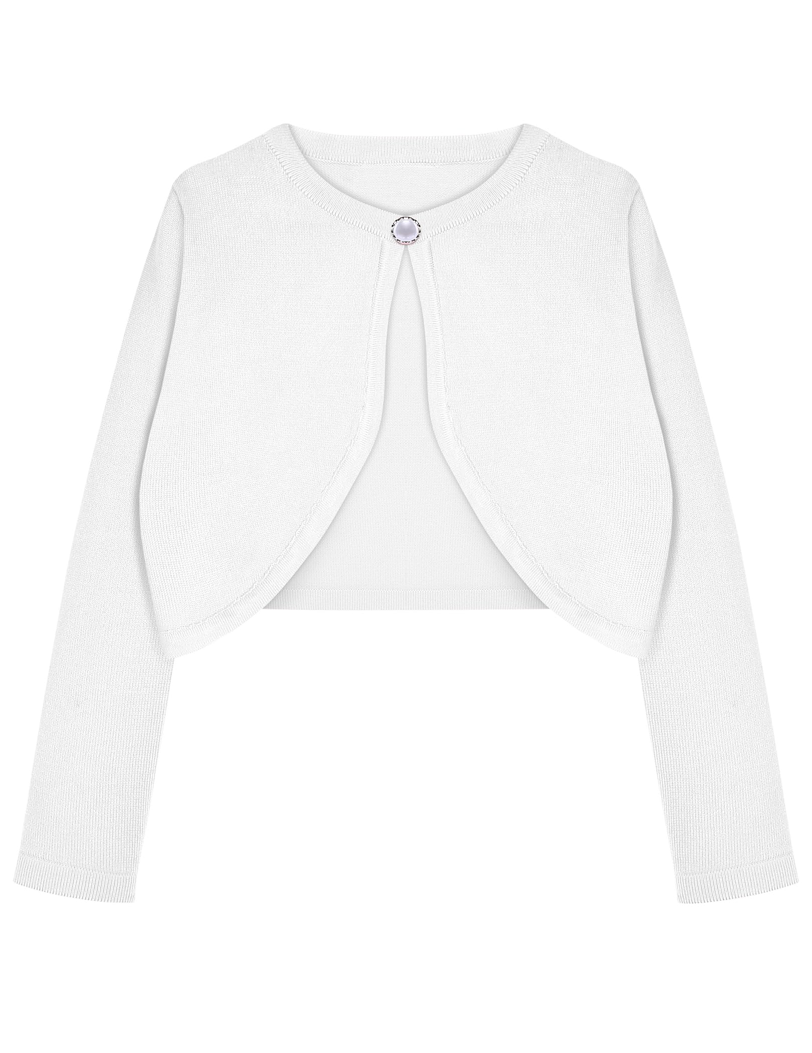Arshiner Girls Open Front Shrug Cardigan Kids Children Knit Long Sleeve Bolero with Button Closure