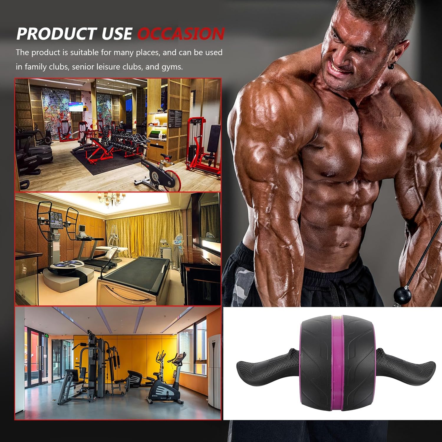 PRETYZOOM Ab Roller Wheel Non-slip Design Silent Movement Abs Fitness Equipment Household Core Workout Practical Exercise Roller Back Sides