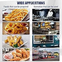 Vista 6 de Freidora comercial, freidora eléctrica de 16.8 cuartos de galón con doble cesta y tapa, freidora de acero inoxidable con control de temperatura