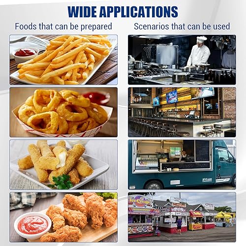Miniatura 6 de Freidora comercial, freidora eléctrica de 16.8 cuartos de galón con doble cesta y tapa, freidora de acero inoxidable con control de temperatura
