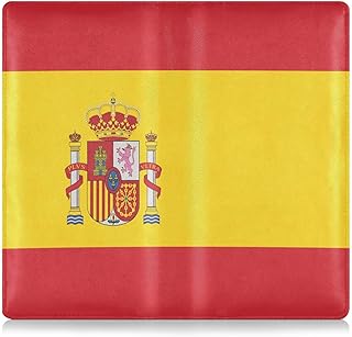 GuoChe Leather Car Registration & Insurance Card Holder Men Women Car Essentials for Driver Auto Owners Trailer Motorcycle Boat Spain Flag