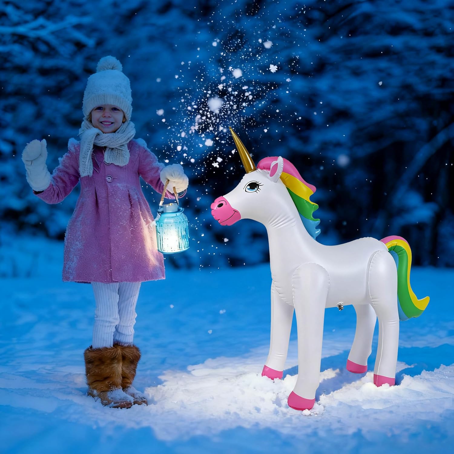 Jet Creations 38" Inflatable Unicorn, Large Self-Standing Cute Rainbow Unicorn for Pool Parties & Birthday Decorations, Adorable Toy Gift for Kids Girls Indoor Outdoor