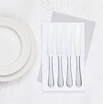 Amazon Basics Stainless Steel Table Knives with Rounded Edge, Pack of 12, Silver