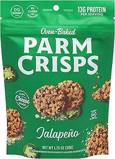 ParmCrisps – Jalapeno Cheese Parm Crisps, Made Simply with 100% REAL Cheese | Healthy Keto Snacks, Low Carb, High Protein, Gluten Free, Oven Baked, Keto-Friendly | 1.75 Oz (Pack of 6)