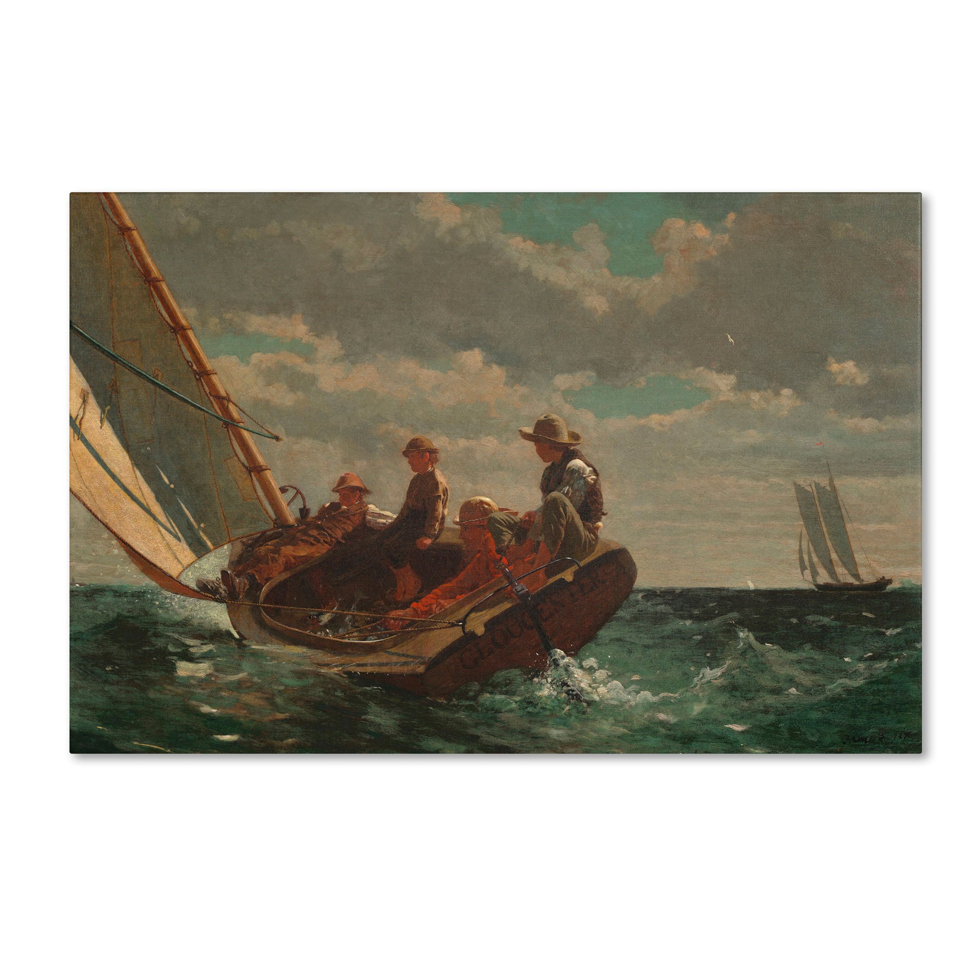 Breezing Up"A Fair Wind" 1873-76 Artwork by Winslow Homer, 12 by 19-Inch Canvas Wall Art