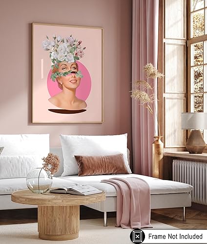 Miniatura 6 de Monem Art Inner Beauty Print  Póster retro de mujer  Arte de flores trippy  Diseño de pared de collage moderno  Arte estético floral  Gran