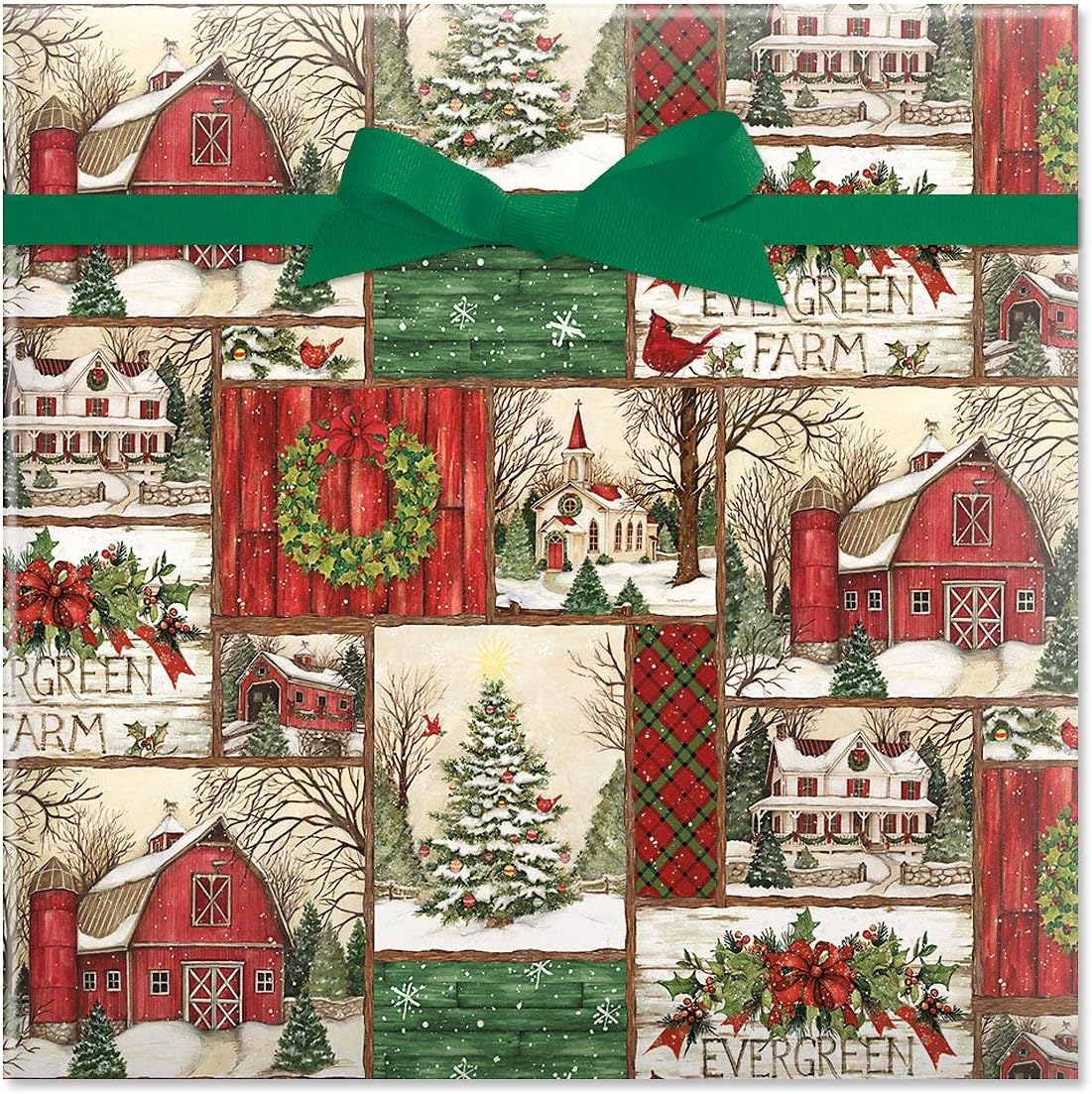 Current Evergreen Christmas Rolled Wrapping Paper Premium