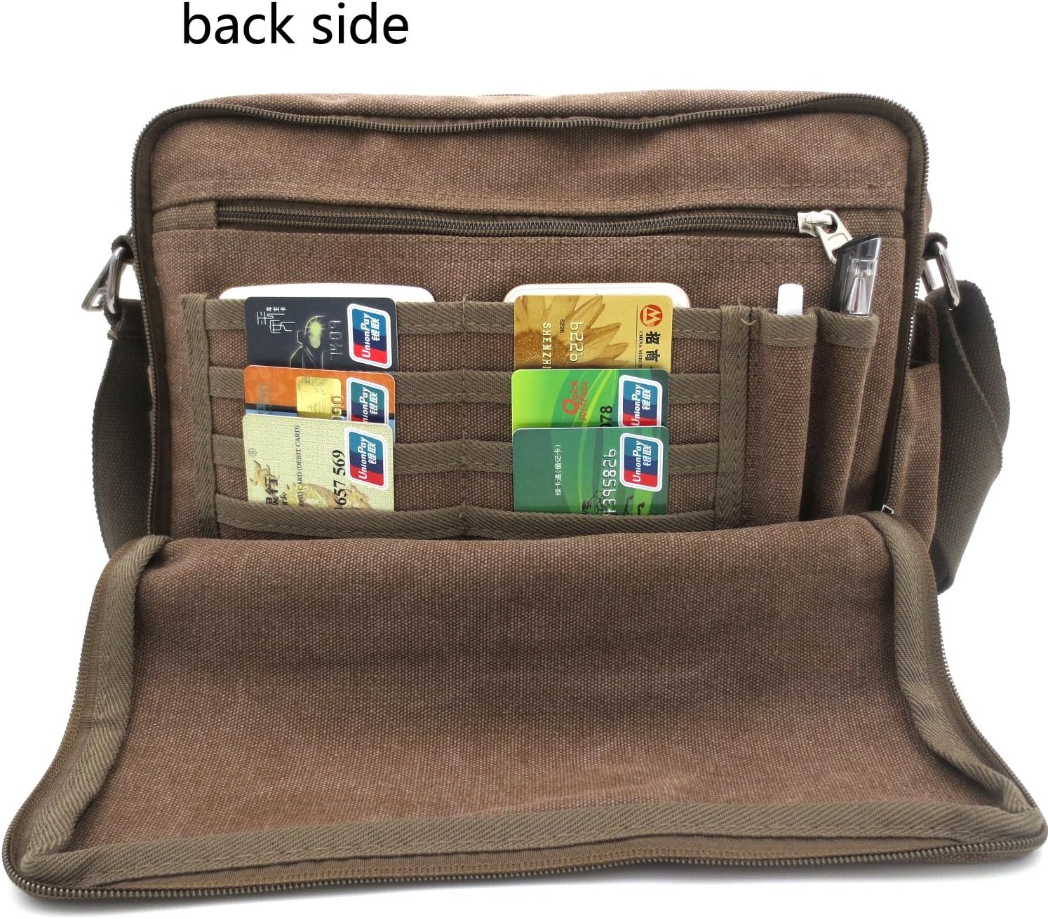 Mens Messenger Bag Canvas Shoulder Bag for Women Multi-pocket Travel Purses Satchel Work Handbag Crossbody Bag - Image 3