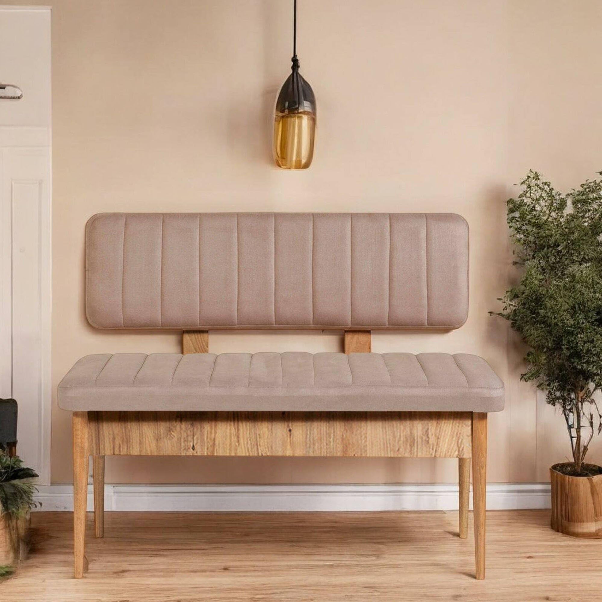 Dmora - Panca Muliphein, Panchina Multiuso, Seduta per Ospiti, Cassapanca Multifunzione, 110x46 h85 cm, Quercia e Cemento