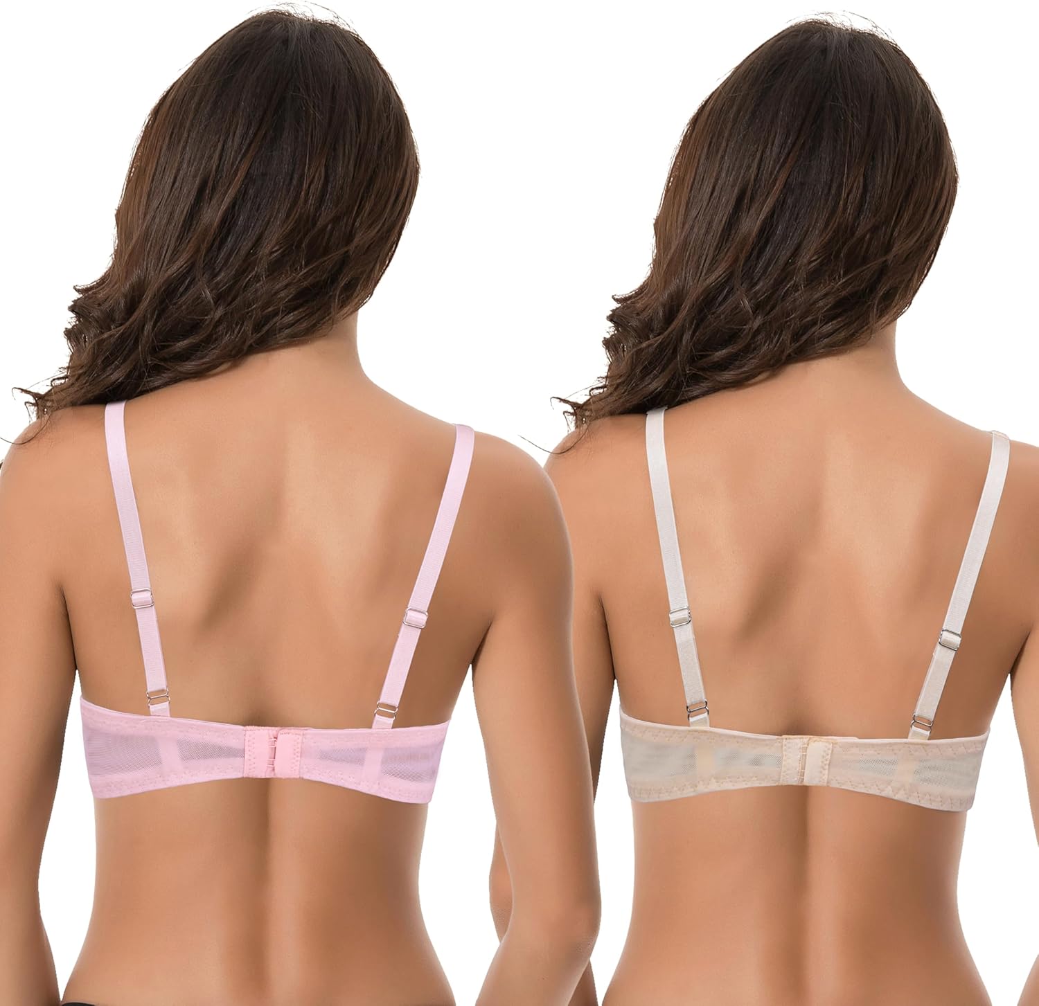 Curve Muse Women’s Plus Size Underwire Add 1+ Cup Push Up Mesh Lace Bra - Image 2