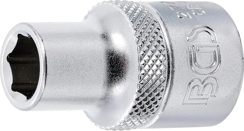 Soquete sextavado BGS 2770 em aço cromo-vanádio, encaixe quadrado de 12,7 mm (1/2 pol.), medida 9,5 mm (3/8 pol.)