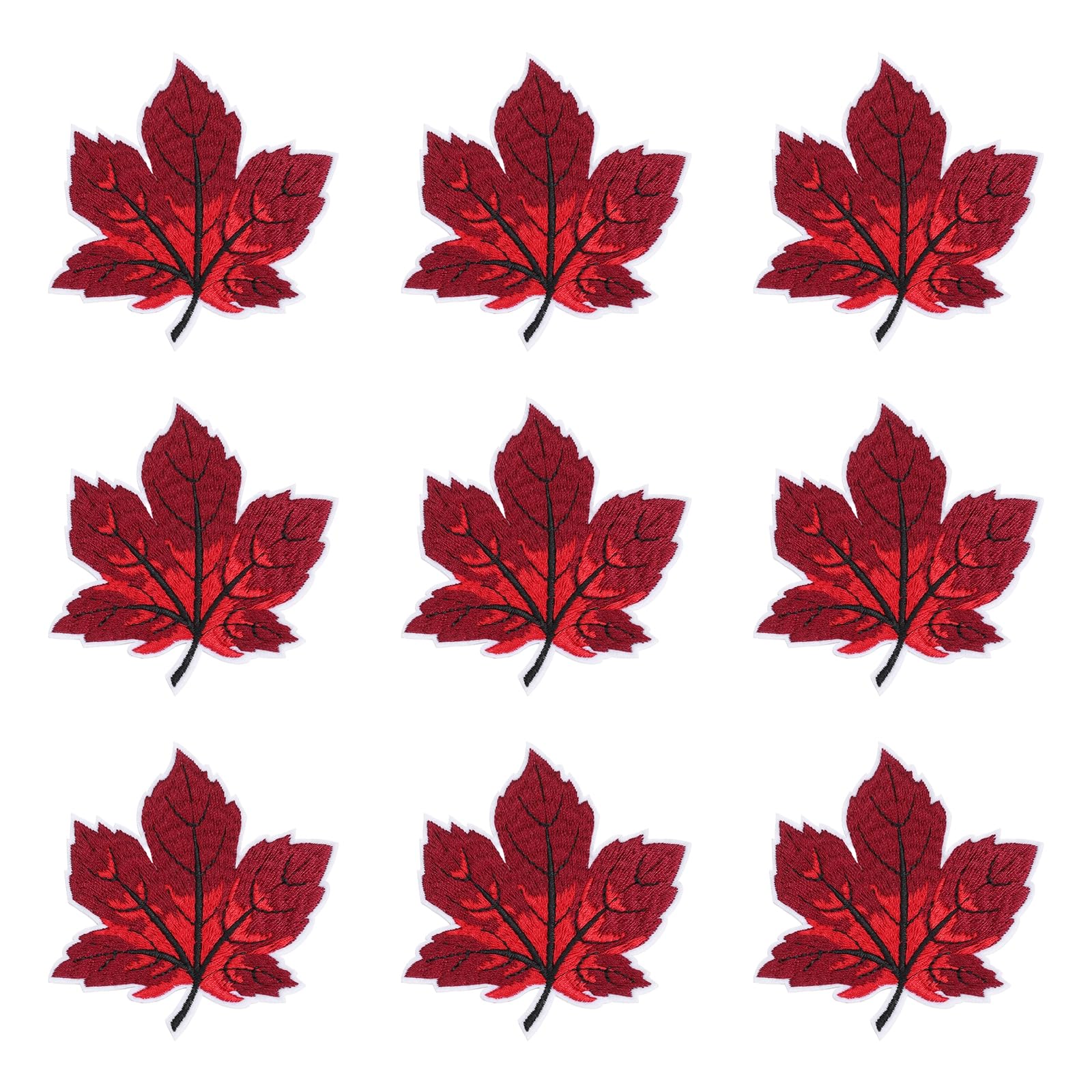 sourcing map 9pcs Fall Maple Leaf Iron-on Patch, 7.9x8.3cm Cute Sew Embroidery Applique Patches for Clothing Repair Thanksgiving Decoration, Red