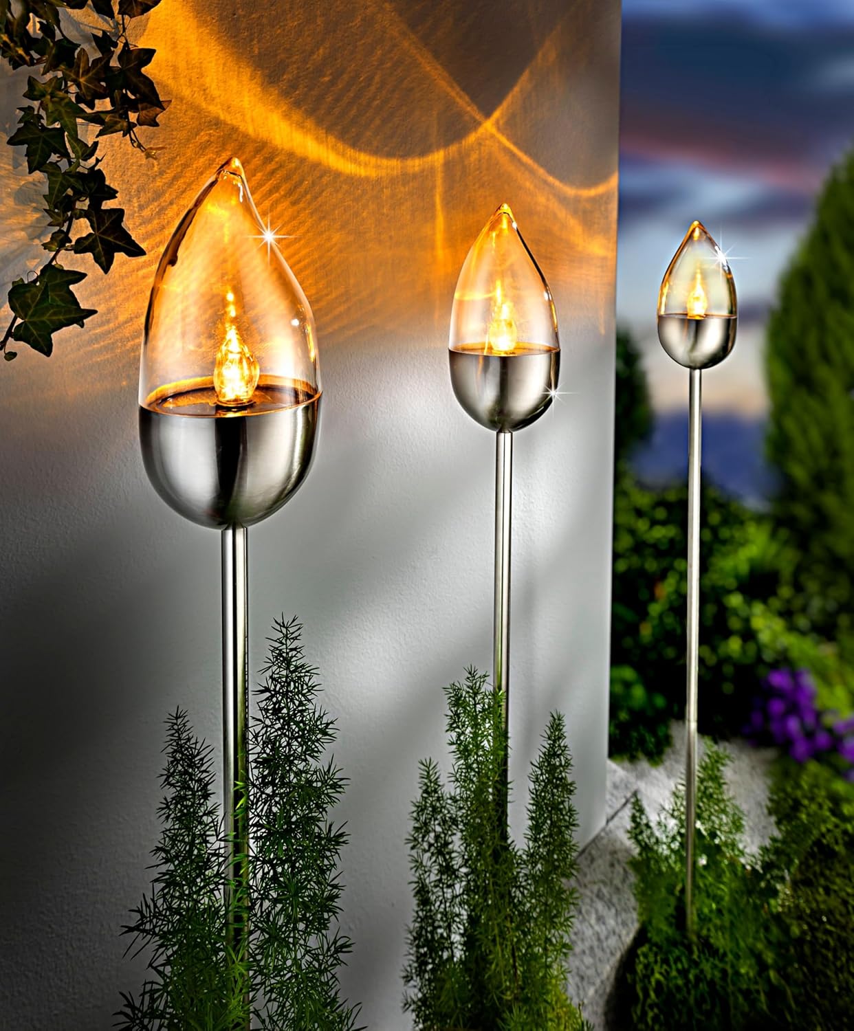Weltbild SolarGartenstecker Fire 3erSet, MaßeHöhe 123 cm, Ø 8,5 cm