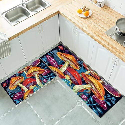 Miniatura 2 de Aesthetics - Tapete de cocina antideslizante con diseño de hongos, antifatiga, para cocina, oficina, fregadero