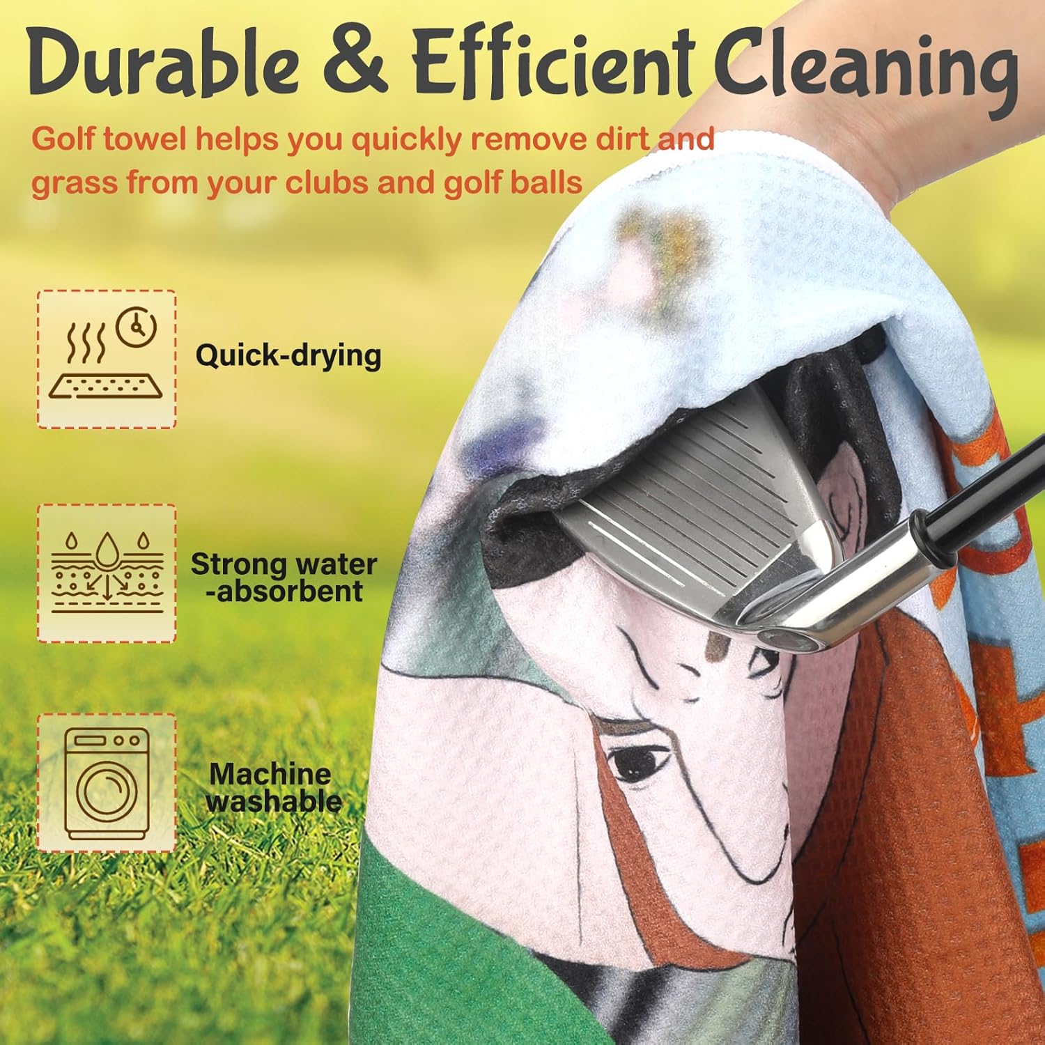 Funny Golf Towels Set for Golf Bags - Go Home Ball - Includes Microfiber Towel with Clip, Brush, and Divot Tool for Men, Dads, Husbands, Golf Fans - Image 5