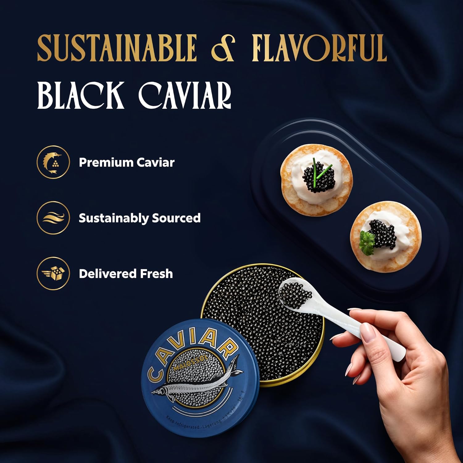 CAVIAR MARKET Premium PADDLEFISH Caviar 100g, Freshly Packed in Single Tin Cans, Delivered Fresh, Guaranteed Overnight Delivery