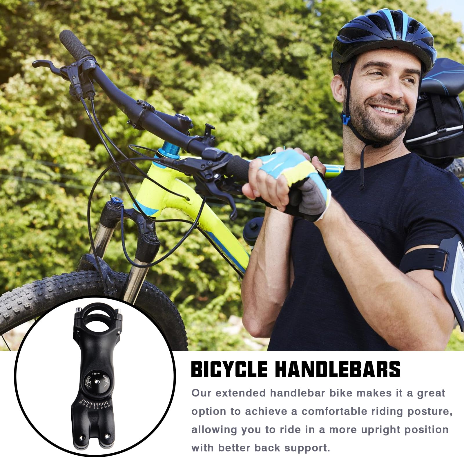 SUNOYA Potence Vélo Réglable 31,8 Mm – 120 Mm, Alliage D'Aluminium Léger, Angle Ajustable Pour VTT, Route & Vélo Électrique