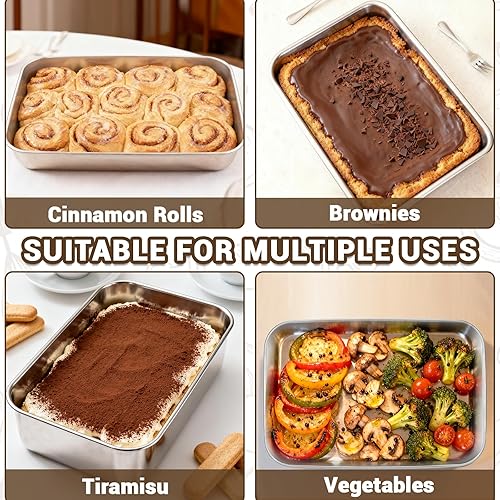 Miniatura 7 de Bestdin Juego de moldes rectangulares para tartas de 8.7 x 5.7 x 2.4 pulgadas, antiadherentes y a prueba de óxido, de acero inoxidable con 100