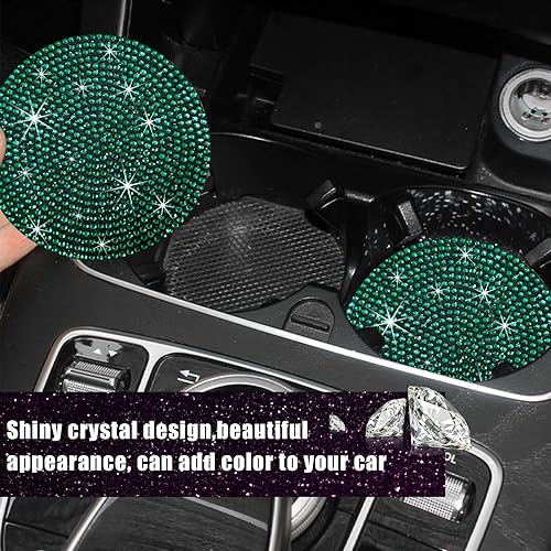 Miniatura 9 de Kewucn 2 posavasos brillantes para automóvil, 2.73 pulgadas, antideslizante, de silicona, con diamantes de imitación, posavasos de adorno de copa