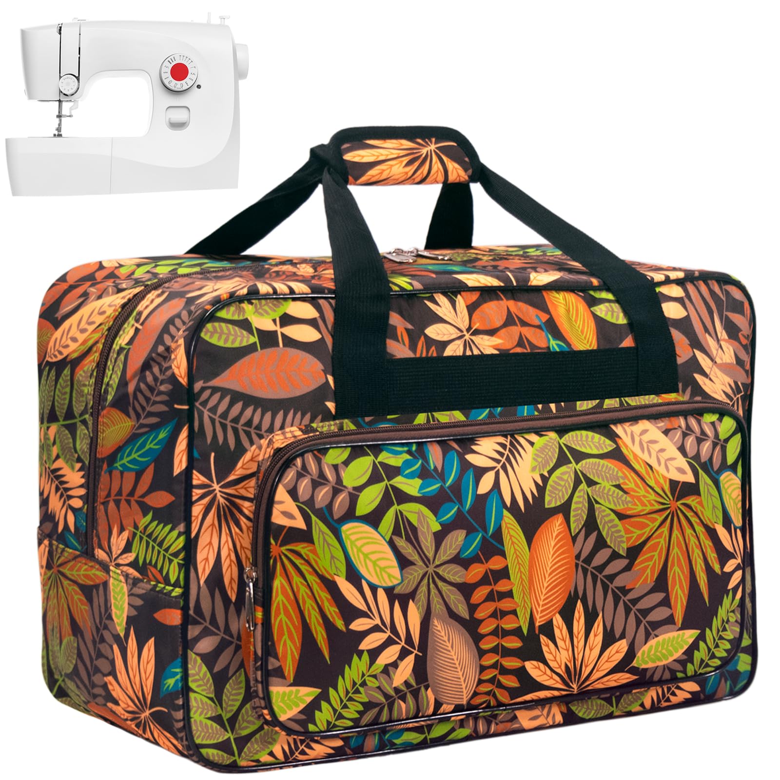 Sewing Machine Carrying Case，Sewing Machine Carrying Case Tote Bag，Universal Tote Storage Bag with Pockets and Handles, Suitable for Most Standard Singer, Janome (Brown)