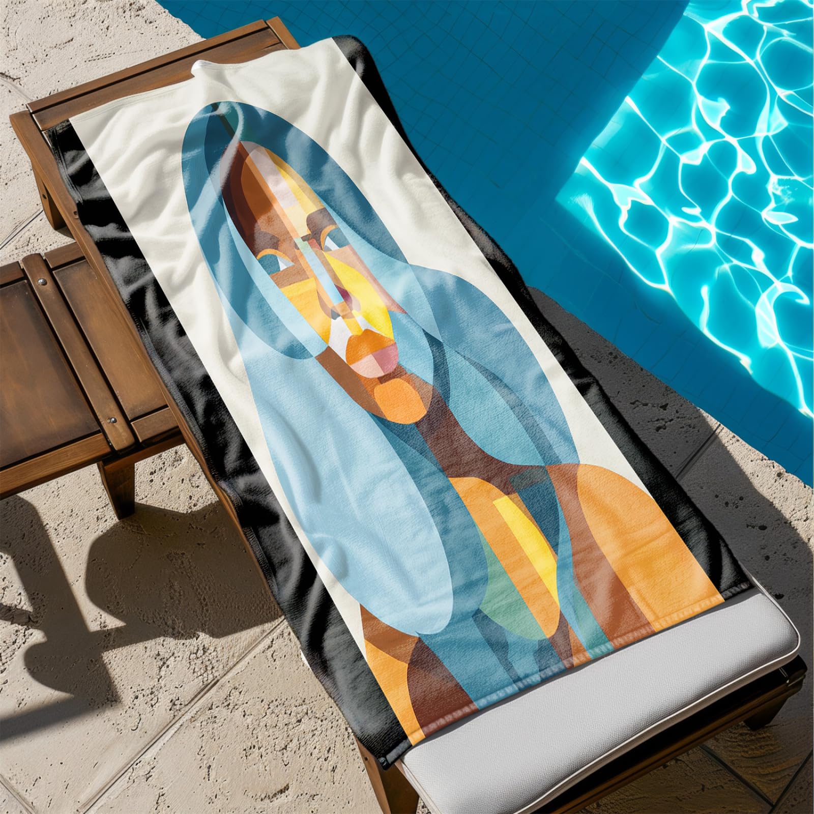 Telo Mare Microfibra 210x230 Arte Geometrica Giallo Blu Telo Spiaggia Grande Antisabbia,XXL Asciugamano Mare, Asciugatura Rapida, Stuoia Spiaggia Leggero E Portatile