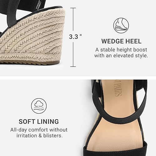 Miniatura 3 de DREAM PAIRS Alpargatas de punta abierta para mujer, sandalias de plataforma elegantes sin cordones con correa elástica en el tobillo