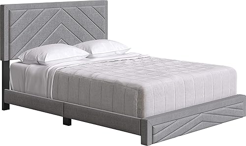 Miniatura 28 de Boyd Sleep Beaumont - Cama de plataforma tapizada con cabecero, base de colchón con 14 soportes de listones de madera, no requiere somier, piel