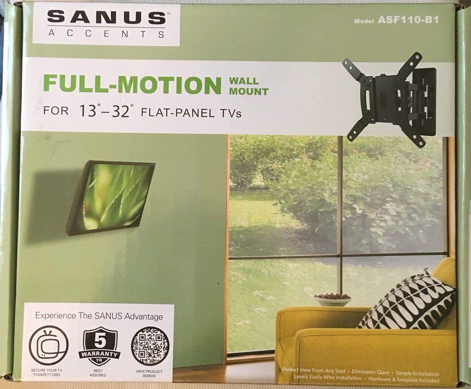 Sanusアクセントfull-motion壁マウントfor 13???32?tvs-asf110-b1 Amazon.com: Sanus Accents Full-Motion Wall Mount for 13-32