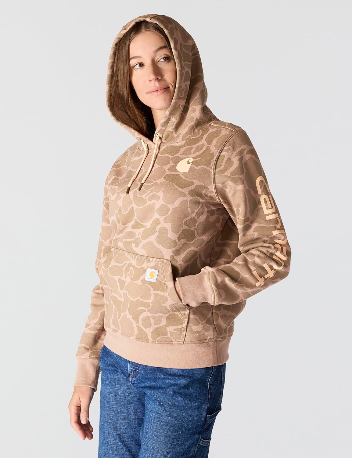 Carhartt Women's Relaxed Fit Midweight Logo Sleeve Graphic Printed Sweatshirt - Image 2