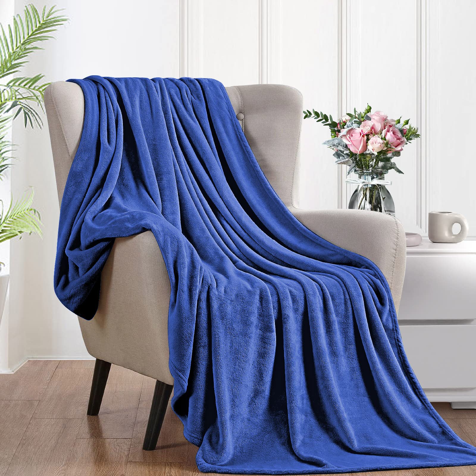FARFALLAROSSA Coperta Plaid Pile, Coperta Letto Singolo/Matrimoniale 160 x 210 cm Flanella, Coperta Divano Grande Caldo Morbida - Blu 2