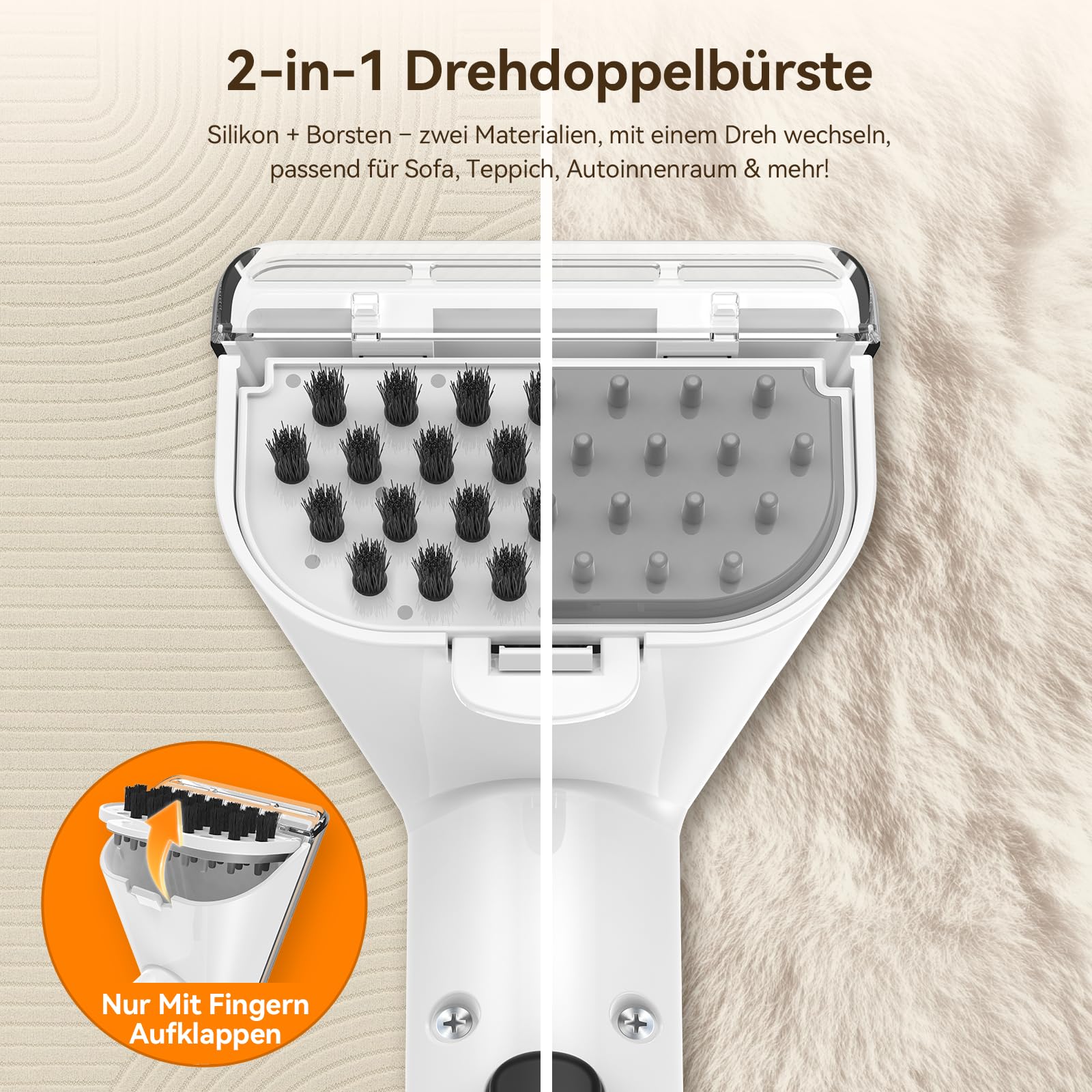 Uwant Y100 Steam Polsterreiniger Gerät, 3-in-1 Nasssauger für Sofa, Teppich und Auto mit 18KPA, 100°C Heißdampf, 65°C Heißwasser, Kaltwasser. Selbstreinigung, Multi-Bürstenkopf & 500ml Teppichreiniger