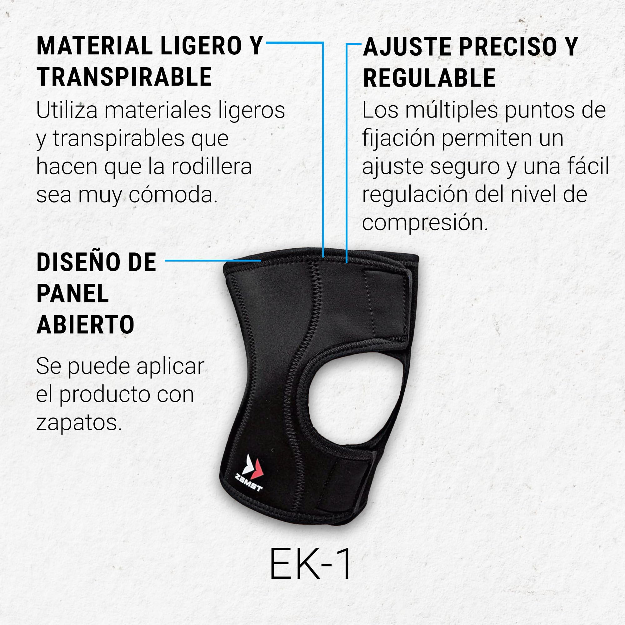Zamst EK-1 Rodillera deportiva - Rodillera de Compresión Ligera para Hombres y Mujeres con Diseño de Panel Abierto, para Soporte General de Rodilla y Alivio del Dolor de Rodilla - S