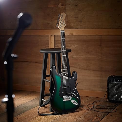 Miniatura 7 de Ashthorpe - Guitarra eléctrica de 39 pulgadas, kit de guitarra de tamaño completo con bolsa acolchada, barra de trémolo, correa, cuerdas, cable,