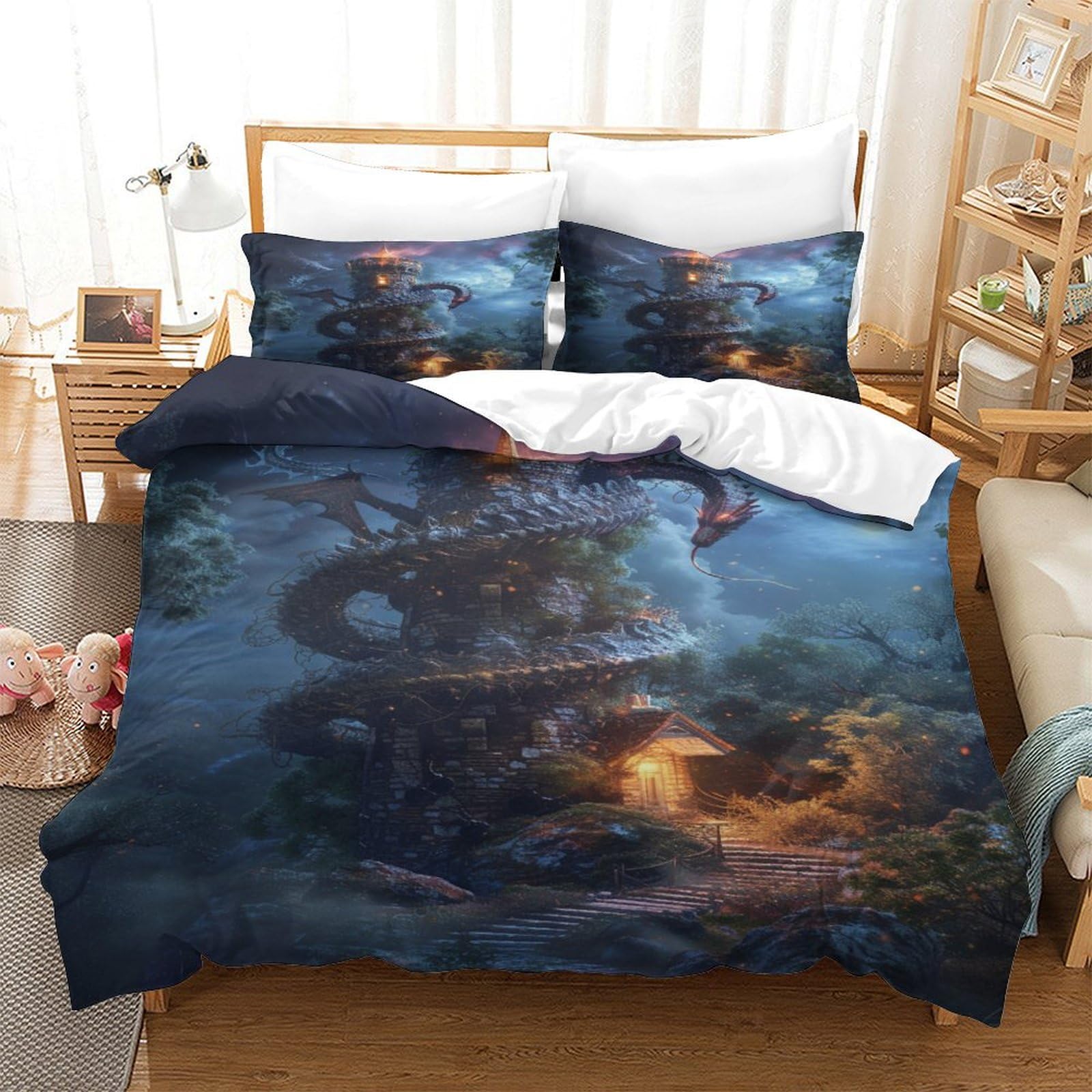 Imprimé le dragon ensemble de literie microfiche 3D Super King 260x220cm
