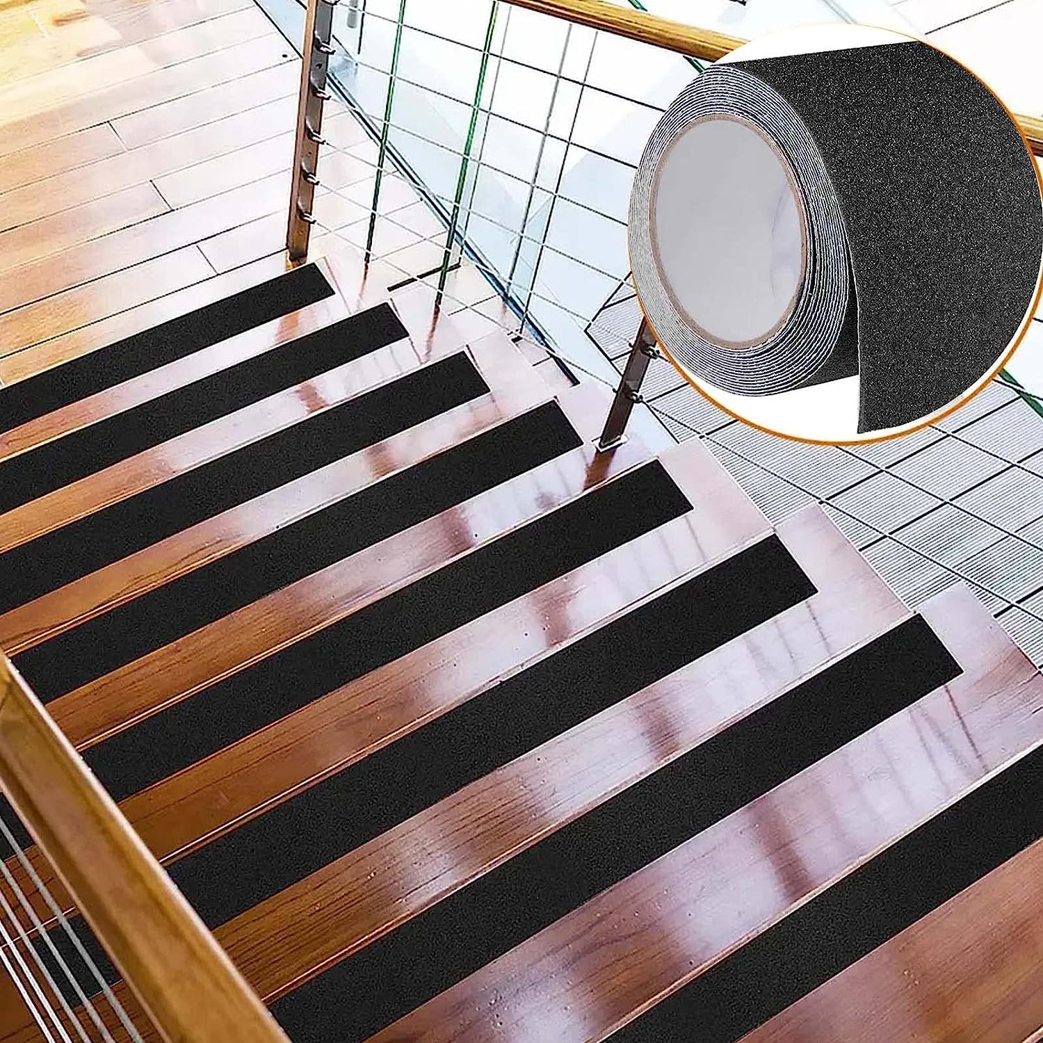 Nastro Antiscivolo Scale Nastro Antiscivolo Giallo/nero - Adesivo Sicurezza Per Scale 100mm X 6m Nastro Adesivo Antiscivolo - 9