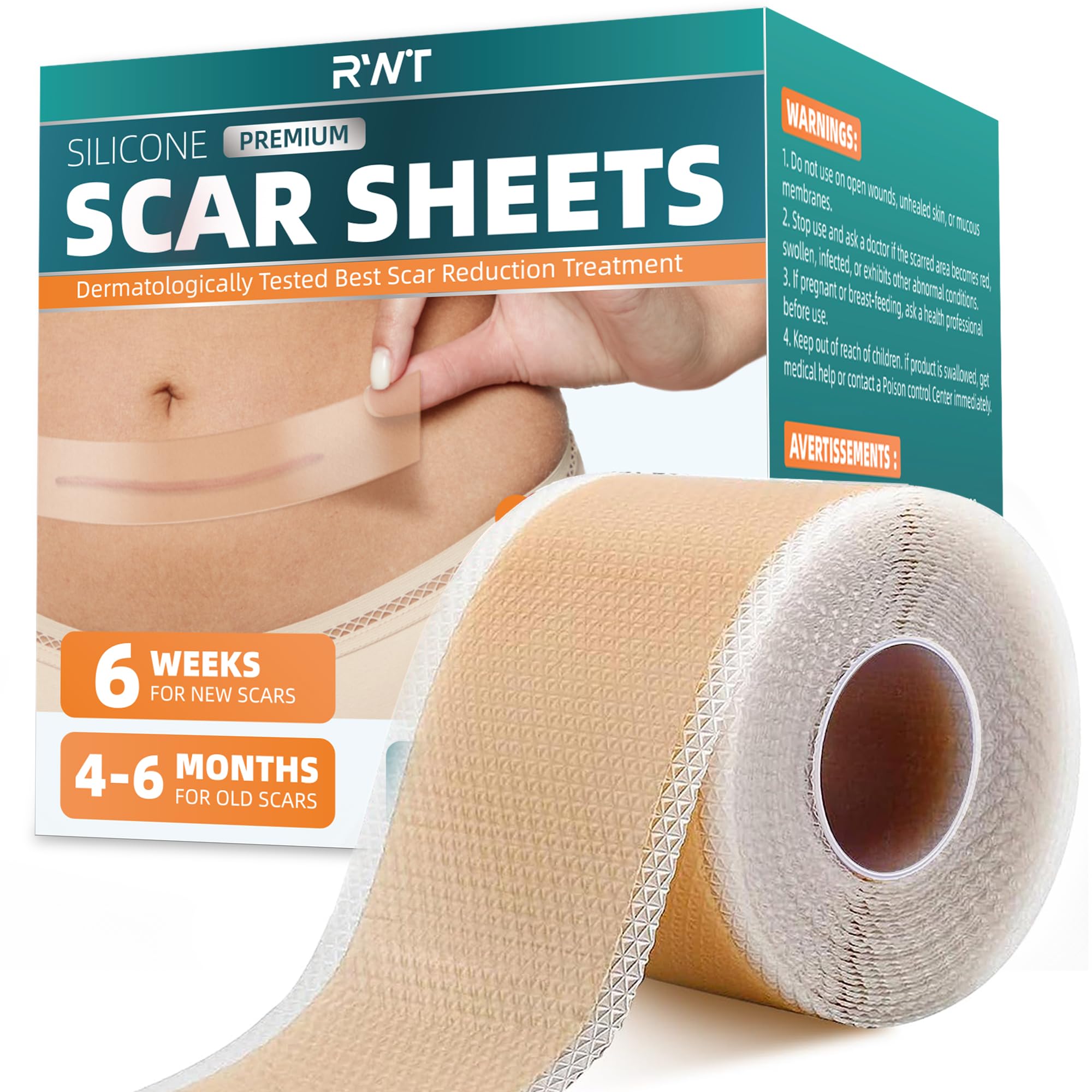 Silicone Scar Tape for Surgical Medical Grade Silicone Scar Sheets for Keloid, C-Section, Tummy Tuck, and Acne 1.5M