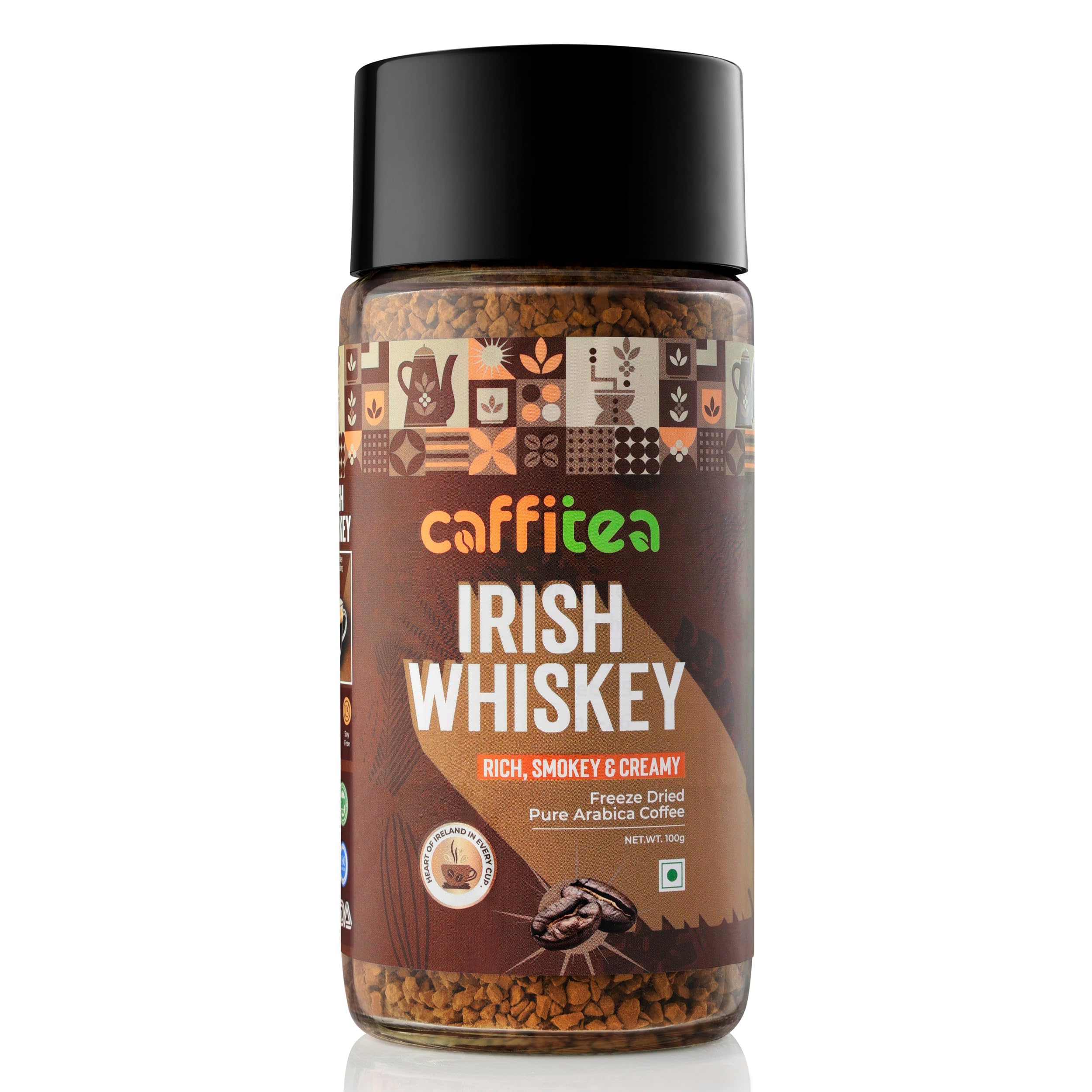 Caffitea Irish Whiskeyy | Pure Freeze Dried Arabica | Premium Instant Coffee | Artisanal Natural Flavours | 100gm Jar | Rich, Smokey & Creamy | 100% Pure Coffee-picture-21