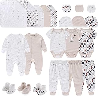 JELYLOVE Unisex Baby Layette Sets 22 Pack of New born Boy Girl Clothes and Accessories Infant Practical Outfit