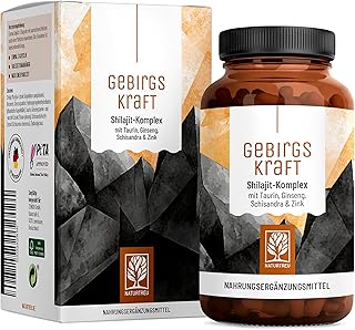 NATURTREU® Mumijo Shilajit Kapseln hochdosiert 1000mg pro Tagesdosis, schwarzes Gold Shilajit aus dem Himalaya mit Ginseng und Schisandra, vegan & laborgeprüft