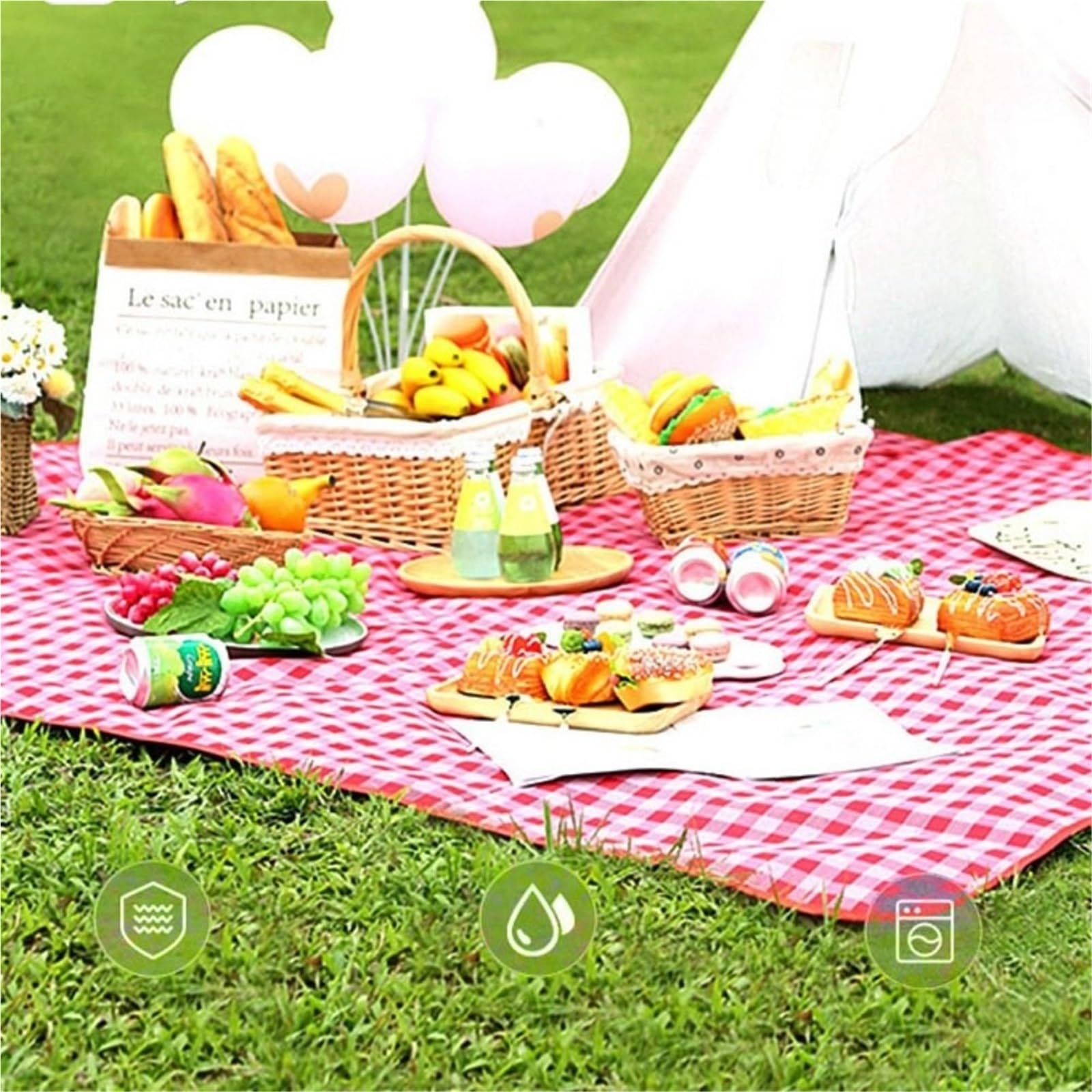 1 pezzo di tessuto pieghevole stuoia da picnic portatile addensare spiaggia coperta campeggio impermeabile per Campeggio(Green,200x300cm)