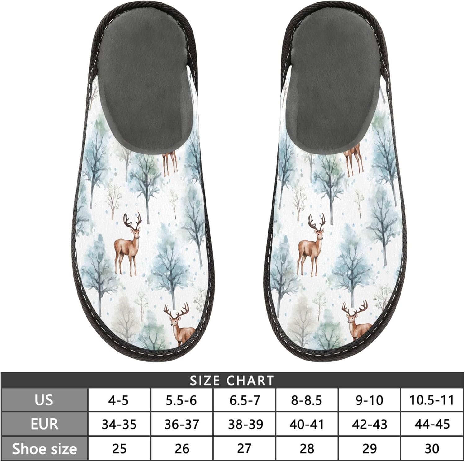 Woodland Deer House Slippers – Cozy Fuzzy Slippers for Guests, Washable & Disposable, Perfect for Shoeless Home, Spa & Hotel Use A110750