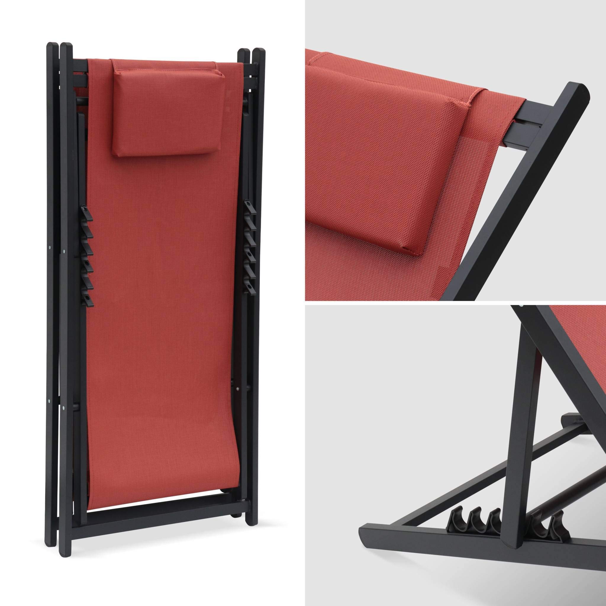 Set 2 sedie sdraio in alluminio textilene multiposizione Terracotta - 99x88.5x58 cm