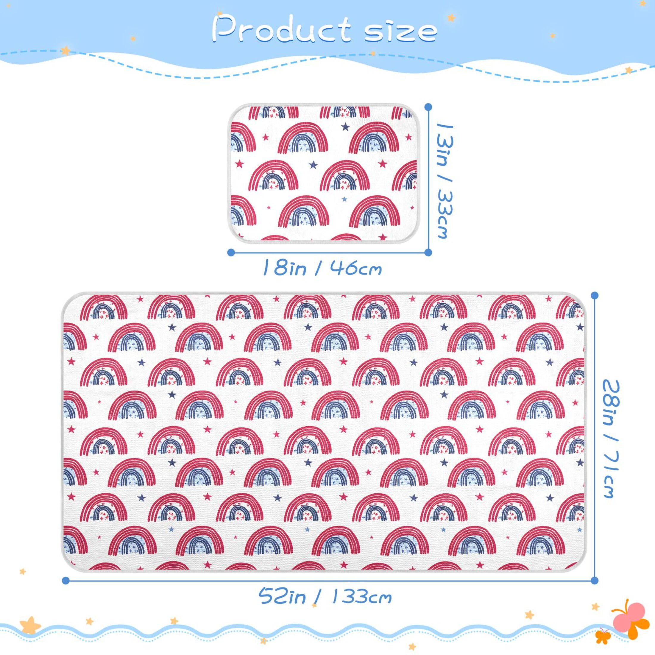 Takiito Independence Day Rainbows Baby Cooling Mattress Pad, Soft & Breathable Cooling Mat Keep Baby Cool in Summer 28x52 in, Nursery Essential