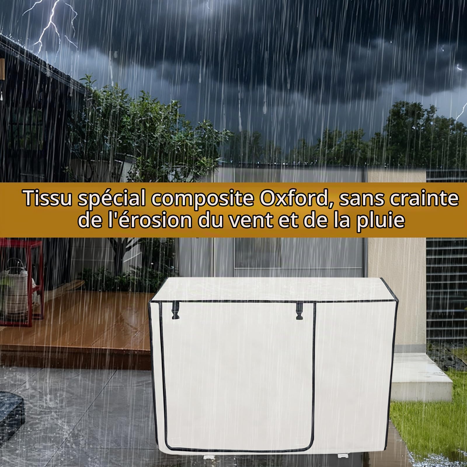 Housse de Climatisation Extérieure 80x30x55cm, Bâche pour Climatiseur avec Boucle, Tissu Oxford Imperméable, Résistante aux Intempéries, Anti-Poussière, Protection UV et Neige