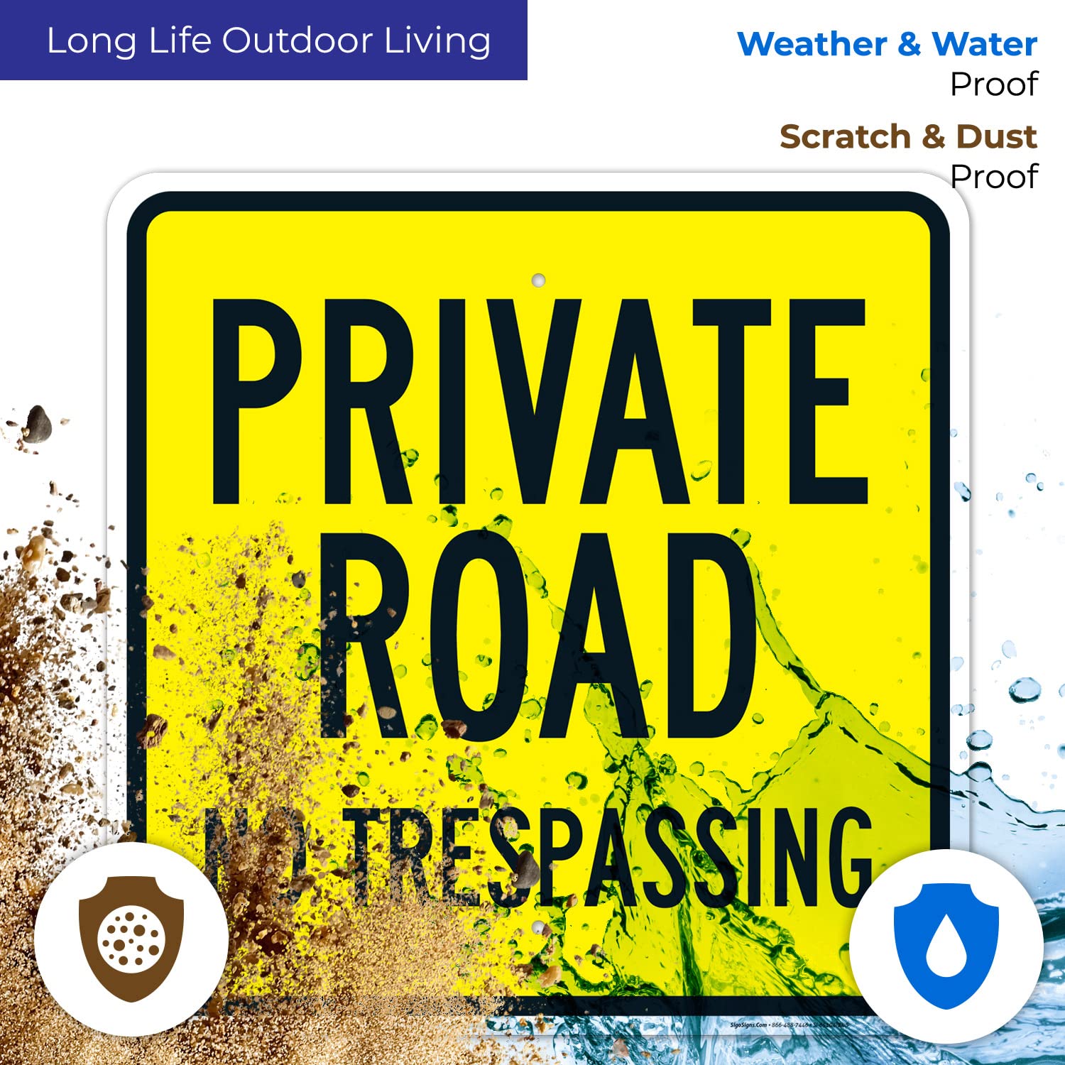 Private Road No Trespassing Sign, 24x24 Inches, Rust Free .063 Aluminum, Fade Resistant, Made in USA