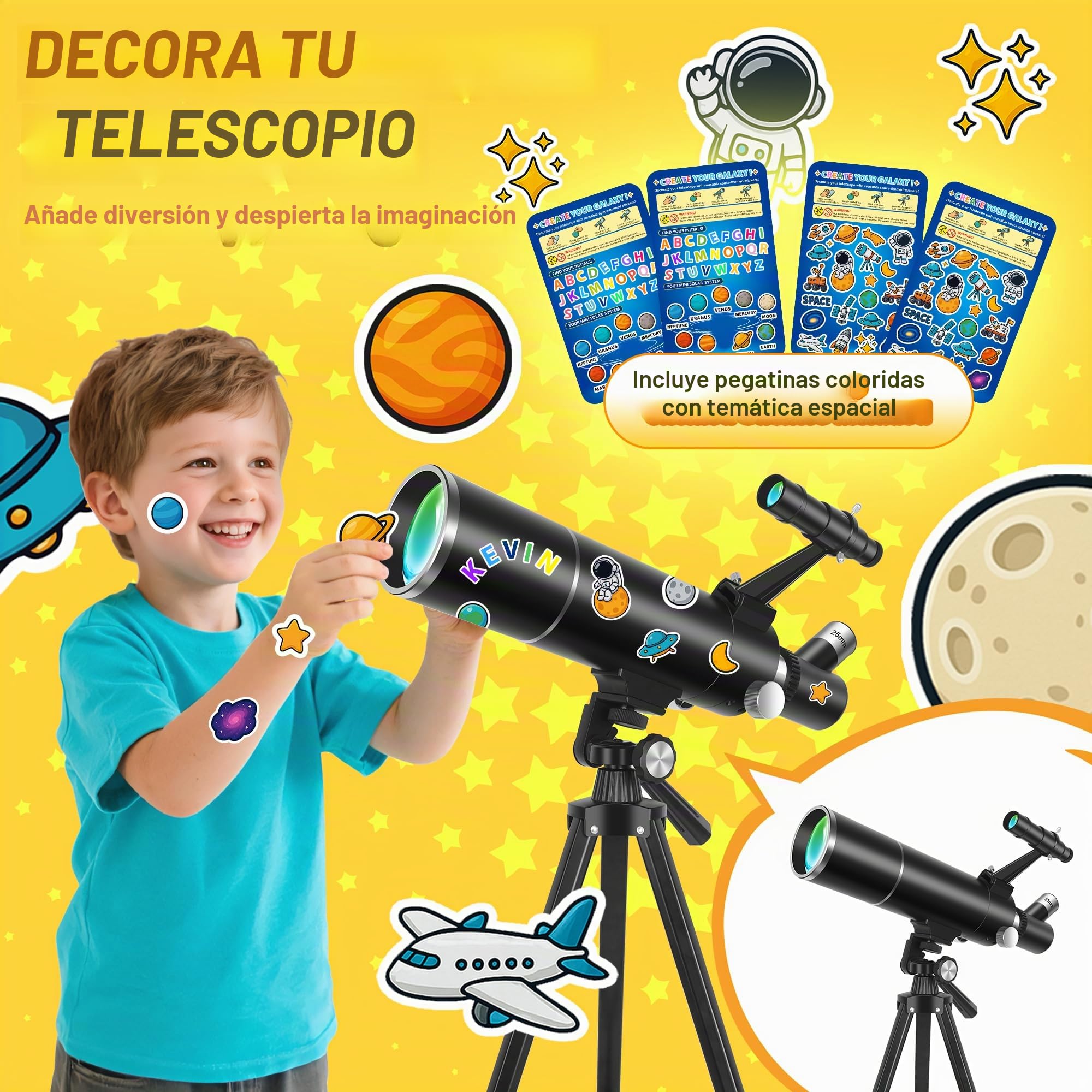 Telescopio Astronómico Adultos Profesional, 80/500 mm Refractor Portátil Telescopio Principiantes y Niños con Trípode y Adaptador para Teléfono – Ideal para Observar la Luna y la Naturaleza