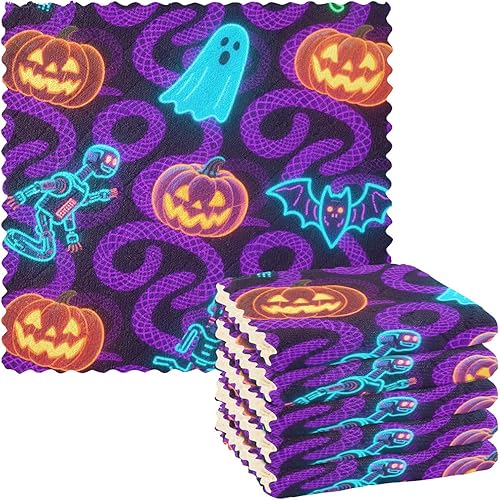 Halloween Orange Pumpkin Robot Halloween Decorations Cute Dish Towels Terry Kitchen Funny Kitchen Tea Towels French Reusable Martillo para cocina